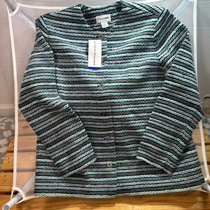 Alfred Dunner Button Down Blazer Multi Color Blue/Gray Size 16 NWT